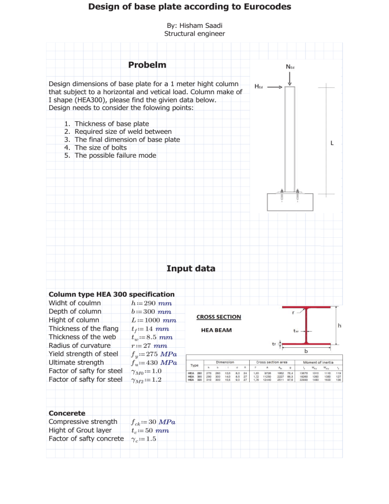 Base Plate Design According to Eurocodes