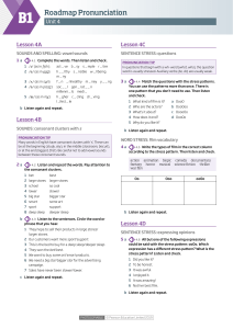 Roadmap Pronunciation Unit 4: B1 English Exercises