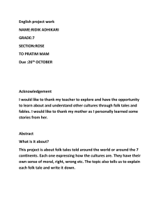 7th Grade Folk Tales Project: World Cultures & Morals