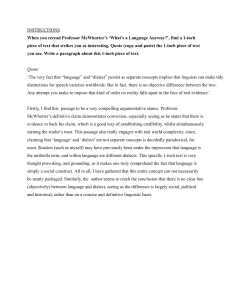 Analysis of Language vs Dialect in McWhorter's 'What&rsquo;s a Language Anyway?'
