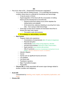 DIC: Disseminated Intravascular Coagulation Overview