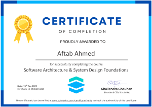 Certificate of Completion: Software Architecture & System Design Foundations