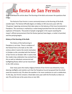 La Fiesta de San Ferm&iacute;n: Running of the Bulls Worksheet