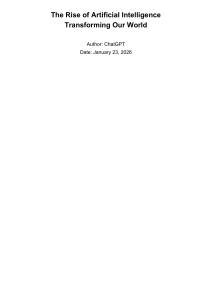 The Rise of Artificial Intelligence: Transforming Our World