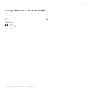 Rectangular Pressure Vessels of Finite Length Research