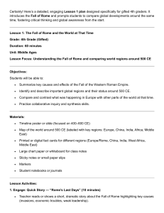Fall of Rome Lesson Plan for 4th Grade