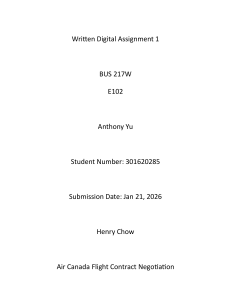 Air Canada Flight Contract Negotiation Analysis