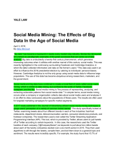 Social Media Mining: Big Data Effects