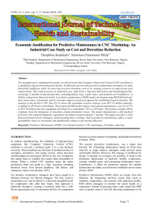 Economic Justification for Predictive Maintenance in CNC Machining
