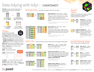 tidyr Cheatsheet: Data Tidying in R
