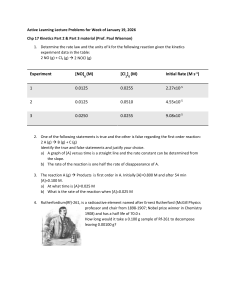 Chemistry Kinetics Lecture Problems
