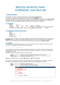 Breves apuntes para comenzar con MATLAB