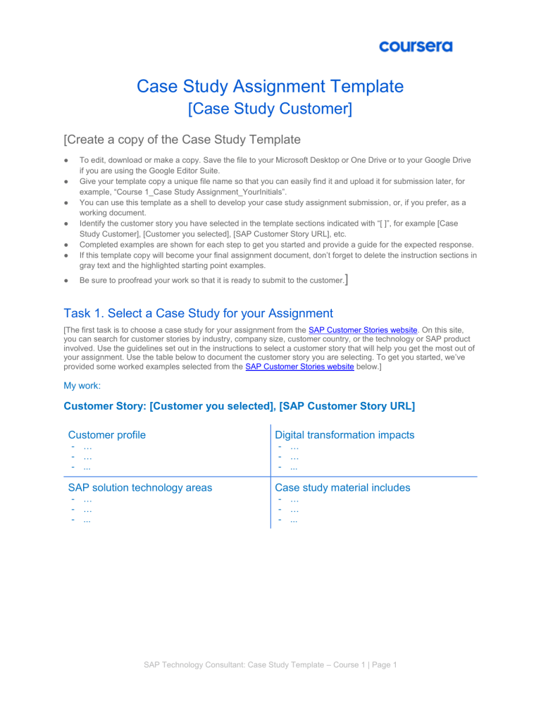 Sap Case Study Examples SAP Case Study Template