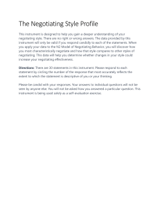 Negotiating Style Profile Self-Assessment