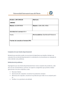 Conjuntos de Tienda Departamental - Actividad Algoritmos