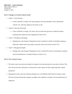HRM 2023 Labour Relations Contract Negotiations
