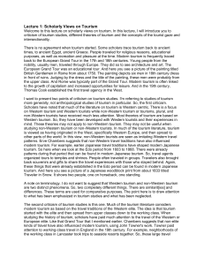 Tourism Studies Lecture Notes