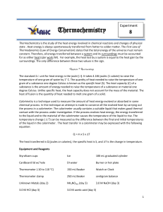 Thermochemistry Experiment 8 Lab Manual
