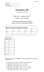 Economics 100 Term Test 1 - October 19, 2012