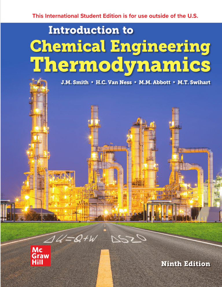 Introduction to Chemical Engineering Thermodynamics Textbook