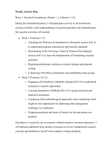 Weekly Activity Plan for Research Internship