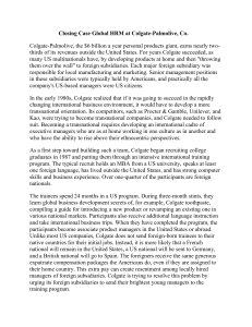 Colgate-Palmolive Global HRM Case Study