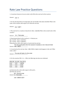 Rate Law Practice Questions