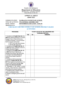 DepEd Approval Sheet for PTA General Assembly 2023