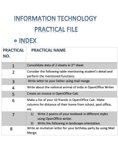 Information Technology Practical File: OpenOffice Tasks