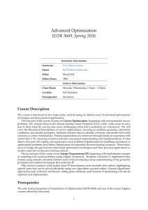 Advanced Optimization Syllabus IEOR 3609
