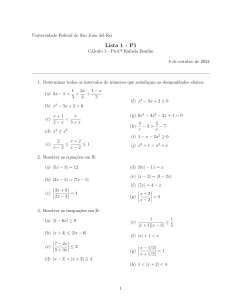 Lista de Problemas de C&aacute;lculo 1 - Lista 1