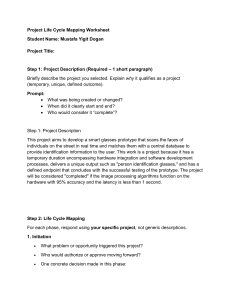 Project Life Cycle Mapping Worksheet: Smart Glasses Prototype