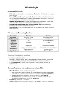 Microbiolog&iacute;a: Antisepsia, Diferencias Procariotas-Eucariotas