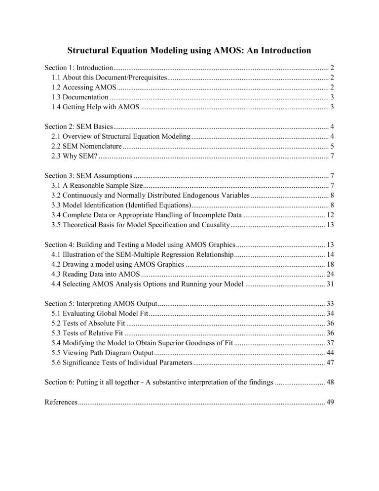Introduction to Structural Equation Modeling with AMOS