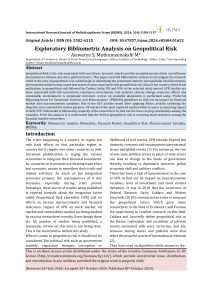 Bibliometric Analysis of Geopolitical Risk: Trends and Impact