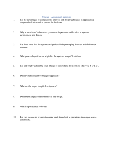 Chapter 1 Assignment Questions: Systems Analysis & Design