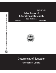 Indian Journal of Educational Research Volume V March 2016