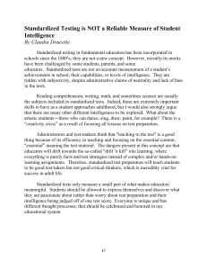 Standardized Testing is NOT a Reliable Measure of Student Intelligence