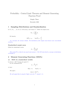 Central Limit Theorem & MGF Proof - Probability