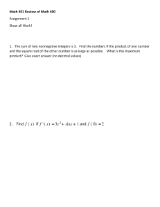 Math 401 Assignment 1: Calculus Problems
