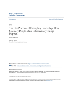 Five Practices of Exemplary Leadership: How Ordinary People Make Extraordinary Things Happen