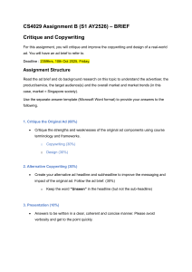 CS4029 Assignment B: Ad Critique & Copywriting Brief