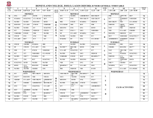 Honeyland College Junior Timetable 2025/2026