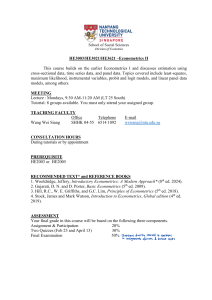 Econometrics II Course Syllabus