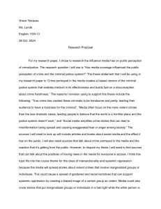 Research Proposal: Media Influence on Crime Perception