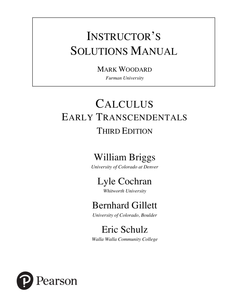Instructor's Solutions Manual: Calculus Early Transcendentals 3rd Ed