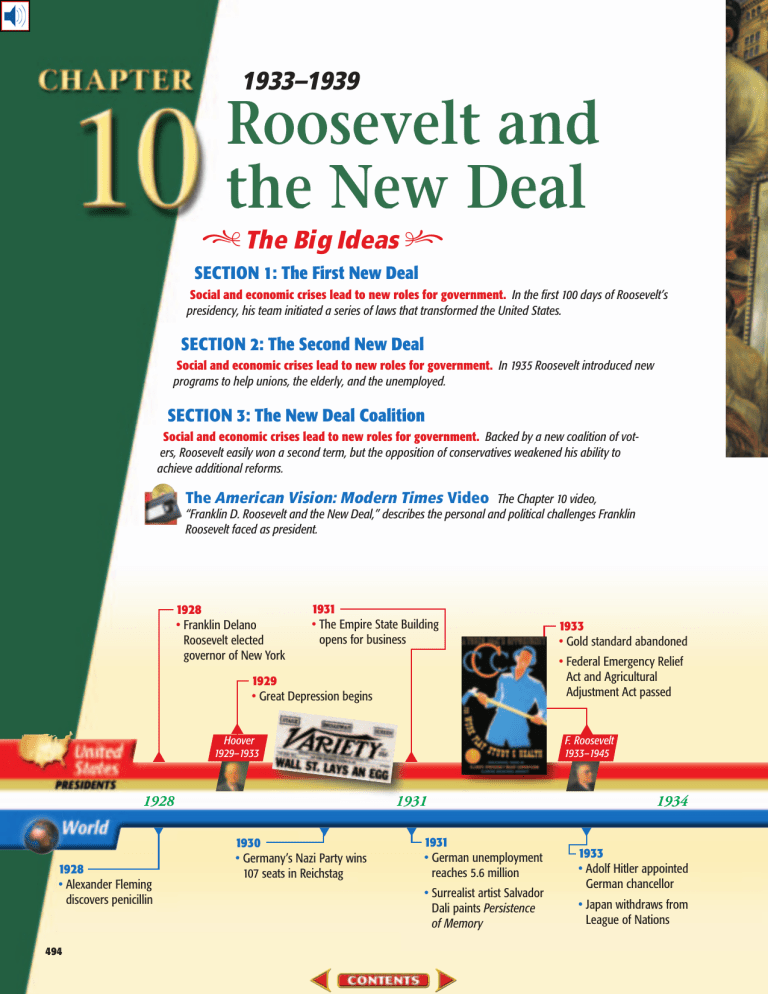 Chapter 10: Roosevelt and the New Deal (1933-1939)