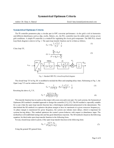 Symmetrical Optimum Criteria for PI Controller Design