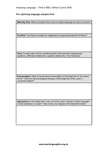 Language Analysis Form for Teachers