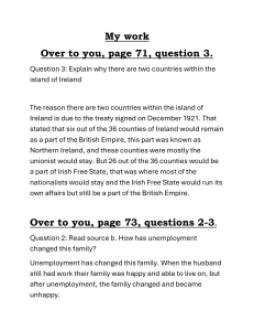 History Workbook Answers: Ireland Partition & Jarrow March